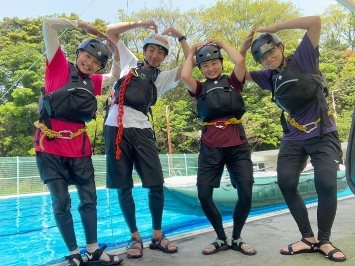 プール練習のあとの集合写真